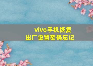 vivo手机恢复出厂设置密码忘记