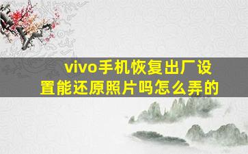 vivo手机恢复出厂设置能还原照片吗怎么弄的