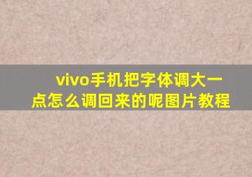 vivo手机把字体调大一点怎么调回来的呢图片教程