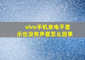 vivo手机来电不显示也没有声音怎么回事