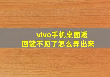 vivo手机桌面返回键不见了怎么弄出来