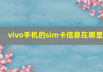 vivo手机的sim卡信息在哪里