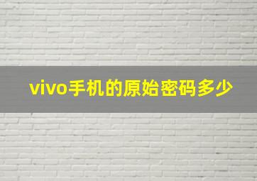 vivo手机的原始密码多少