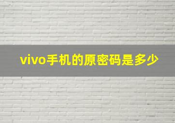 vivo手机的原密码是多少