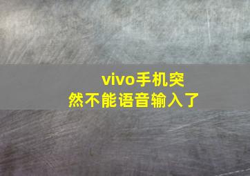 vivo手机突然不能语音输入了