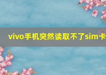 vivo手机突然读取不了sim卡