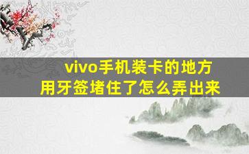 vivo手机装卡的地方用牙签堵住了怎么弄出来