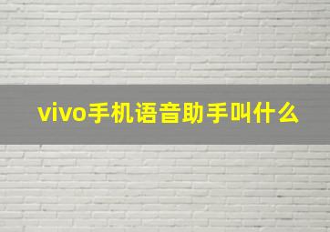 vivo手机语音助手叫什么