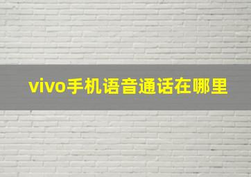 vivo手机语音通话在哪里