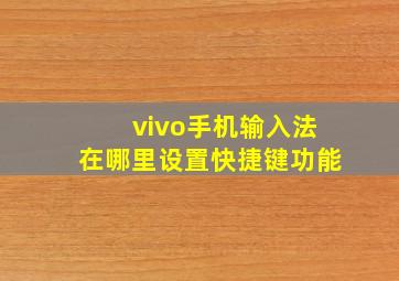 vivo手机输入法在哪里设置快捷键功能