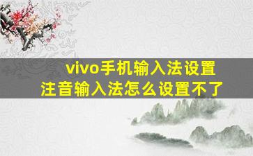 vivo手机输入法设置注音输入法怎么设置不了