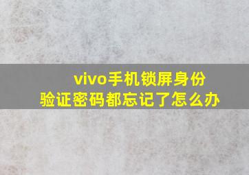 vivo手机锁屏身份验证密码都忘记了怎么办