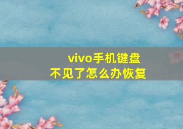 vivo手机键盘不见了怎么办恢复