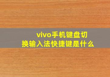 vivo手机键盘切换输入法快捷键是什么