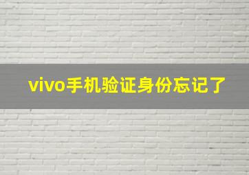 vivo手机验证身份忘记了