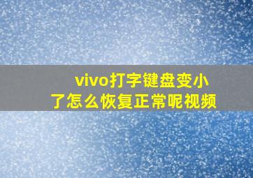 vivo打字键盘变小了怎么恢复正常呢视频