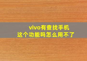 vivo有查找手机这个功能吗怎么用不了