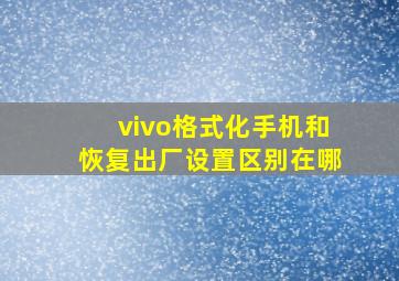 vivo格式化手机和恢复出厂设置区别在哪