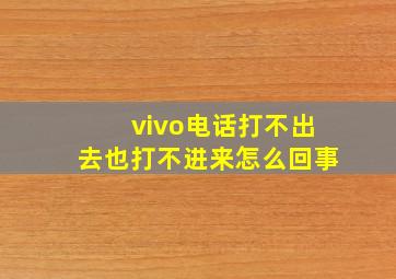 vivo电话打不出去也打不进来怎么回事