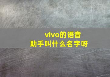 vivo的语音助手叫什么名字呀