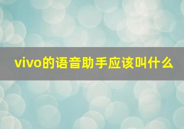 vivo的语音助手应该叫什么