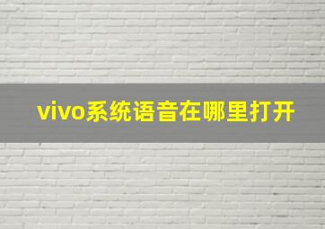 vivo系统语音在哪里打开