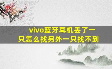 vivo蓝牙耳机丢了一只怎么找另外一只找不到