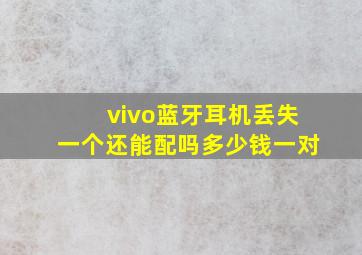 vivo蓝牙耳机丢失一个还能配吗多少钱一对