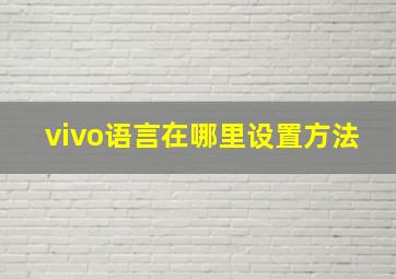 vivo语言在哪里设置方法