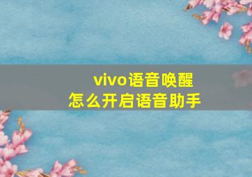 vivo语音唤醒怎么开启语音助手