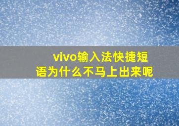 vivo输入法快捷短语为什么不马上出来呢