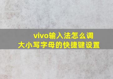 vivo输入法怎么调大小写字母的快捷键设置