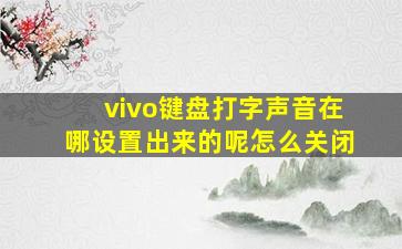 vivo键盘打字声音在哪设置出来的呢怎么关闭