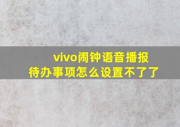 vivo闹钟语音播报待办事项怎么设置不了了