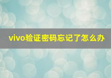 vivo验证密码忘记了怎么办