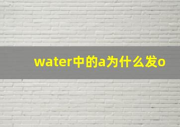 water中的a为什么发o