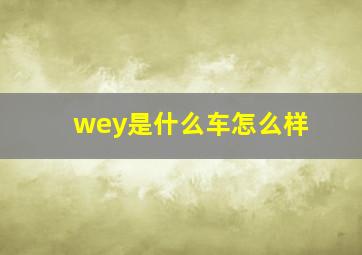 wey是什么车怎么样