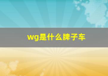 wg是什么牌子车