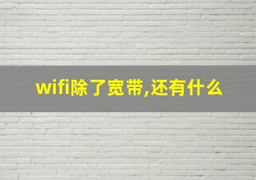 wifi除了宽带,还有什么