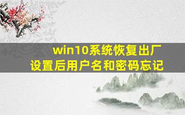 win10系统恢复出厂设置后用户名和密码忘记