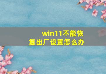 win11不能恢复出厂设置怎么办