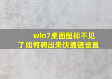 win7桌面图标不见了如何调出来快捷键设置