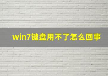 win7键盘用不了怎么回事