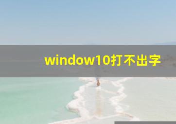 window10打不出字