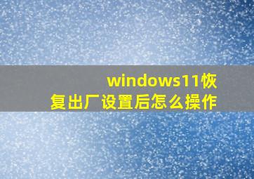 windows11恢复出厂设置后怎么操作