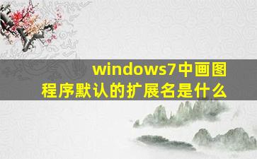 windows7中画图程序默认的扩展名是什么