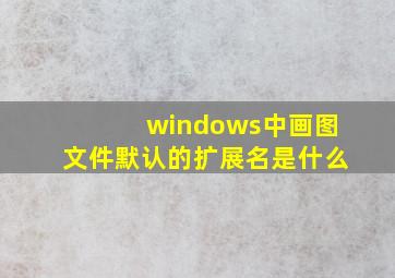 windows中画图文件默认的扩展名是什么