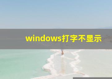 windows打字不显示