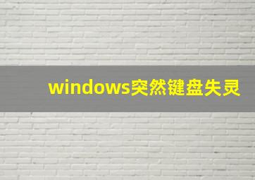 windows突然键盘失灵