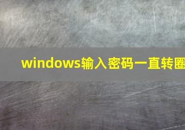 windows输入密码一直转圈